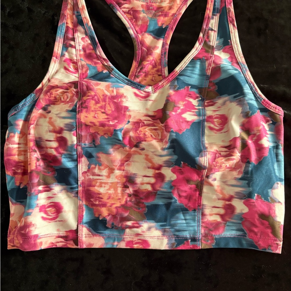 Nine West Floral Sports Bra - Pink and Blue